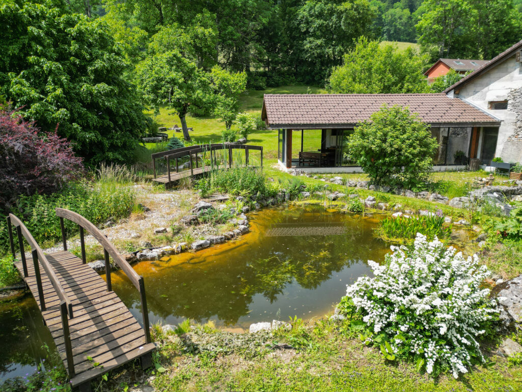 Ferme mitoyenne rénovée avec logements, grange et terrain à bâtir
